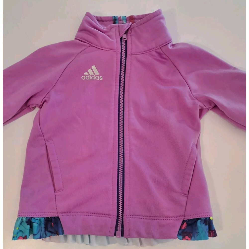 Adidas Baby Jacket 9‎ Months Pink Full Zip Ruffles